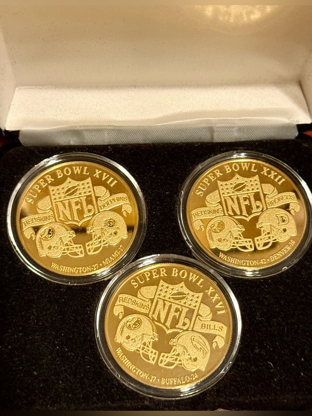 Washington Redskins 24k Gold Overlay Super Bowl Coin Set #0005 COA NFL